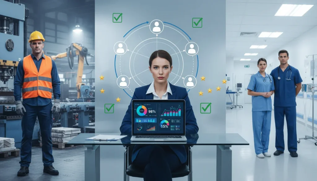 Evaluación de desempeño y evaluación 360 en empresas de manufactura, hospitales y clínicas con thurni